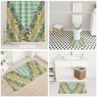 Hawaii Pikake Lokelani Plumeria Lei Bathroom Set Green Palaka Motifs