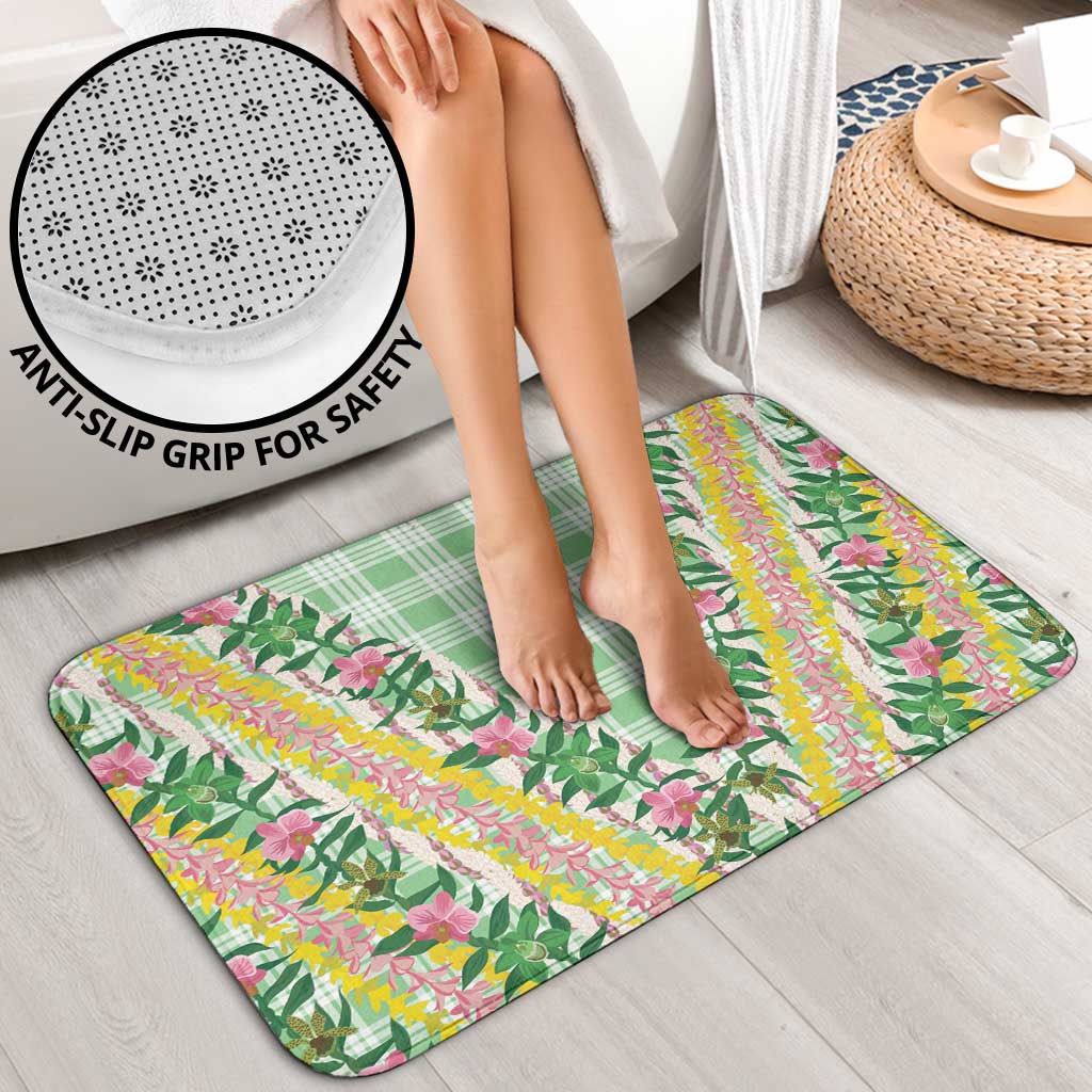 Hawaii Pikake Lokelani Plumeria Lei Bathroom Set Green Palaka Motifs
