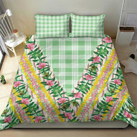Hawaii Pikake Lokelani Plumeria Lei Bedding Set Green Palaka Motifs