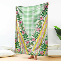 Hawaii Pikake Lokelani Plumeria Lei Blanket Green Palaka Motifs