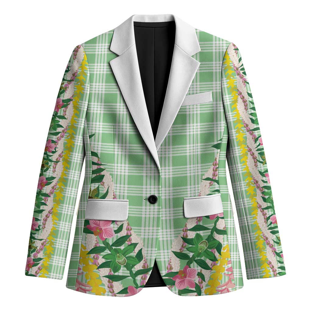 Hawaii Pikake Lokelani Plumeria Lei Blazer Green Palaka Motifs
