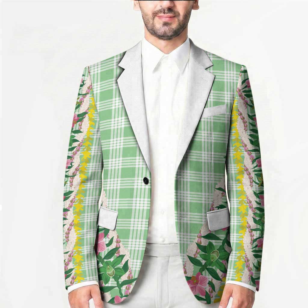 Hawaii Pikake Lokelani Plumeria Lei Blazer Green Palaka Motifs