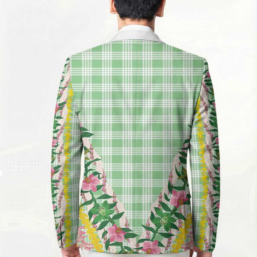 Hawaii Pikake Lokelani Plumeria Lei Blazer Green Palaka Motifs