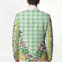 Hawaii Pikake Lokelani Plumeria Lei Blazer Green Palaka Motifs