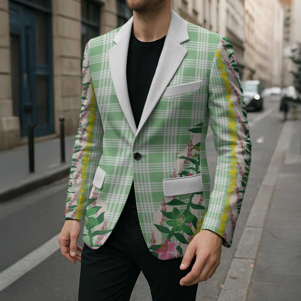 Hawaii Pikake Lokelani Plumeria Lei Blazer Green Palaka Motifs
