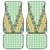 Hawaii Pikake Lokelani Plumeria Lei Car Mats Green Palaka Motifs