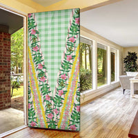 Hawaii Pikake Lokelani Plumeria Lei Door Cover Green Palaka Motifs