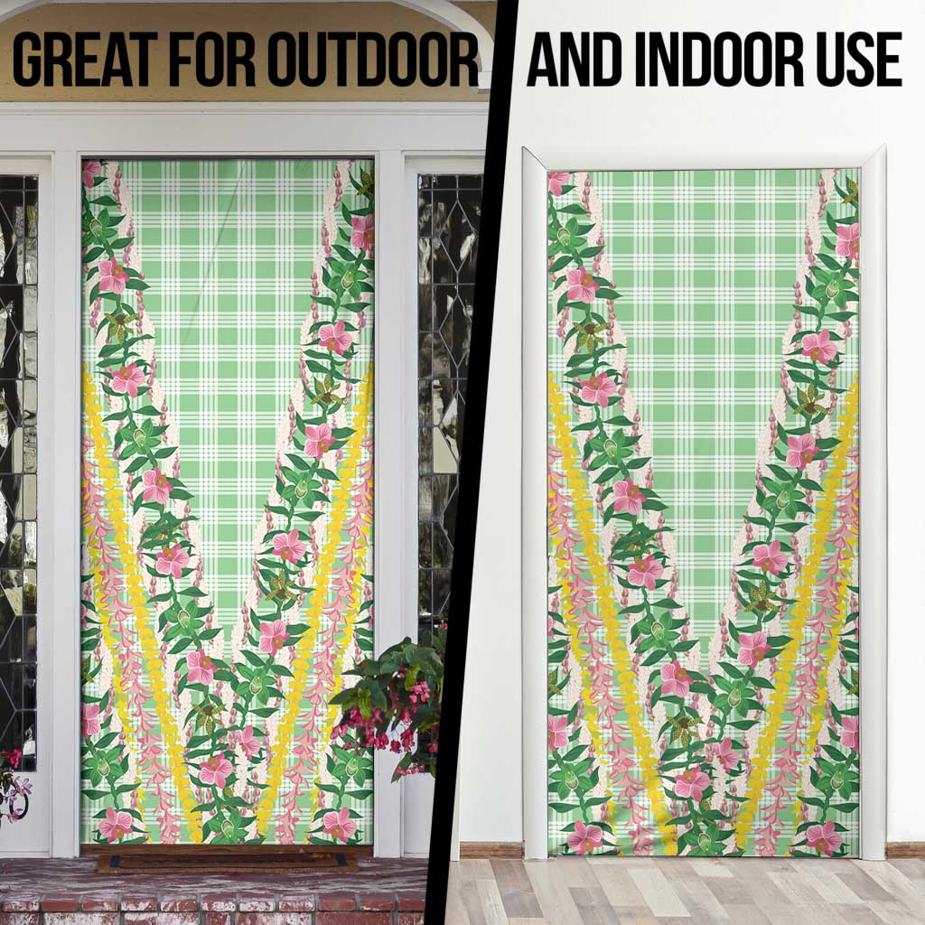 Hawaii Pikake Lokelani Plumeria Lei Door Cover Green Palaka Motifs