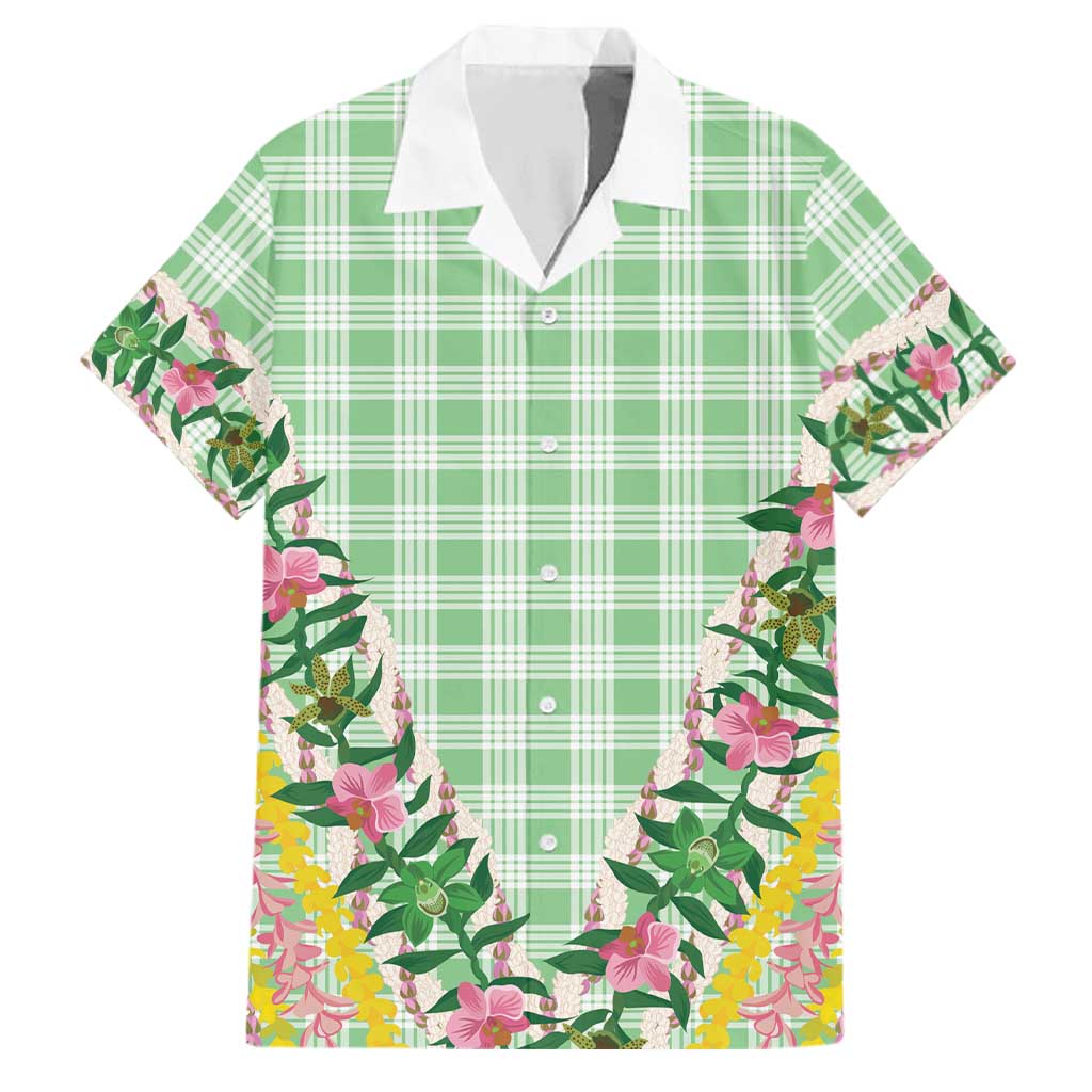 Hawaii Pikake Lokelani Plumeria Lei Family Matching Long Sleeve Bodycon Dress and Hawaiian Shirt Green Palaka Motifs LT05 Dad's Shirt - Short Sleeve Green - Polynesian Pride
