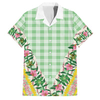 Hawaii Pikake Lokelani Plumeria Lei Family Matching Tank Maxi Dress and Hawaiian Shirt Green Palaka Motifs LT05 Dad's Shirt - Short Sleeve Green - Polynesian Pride