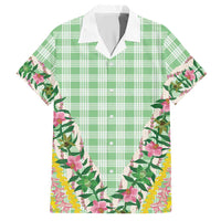 Hawaii Pikake Lokelani Plumeria Lei Hawaiian Shirt Green Palaka Motifs