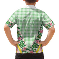 Hawaii Pikake Lokelani Plumeria Lei Hawaiian Shirt Green Palaka Motifs