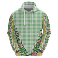 Hawaii Pikake Lokelani Plumeria Lei Hoodie Green Palaka Motifs
