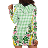 Hawaii Pikake Lokelani Plumeria Lei Hoodie Dress Green Palaka Motifs LT05 - Polynesian Pride
