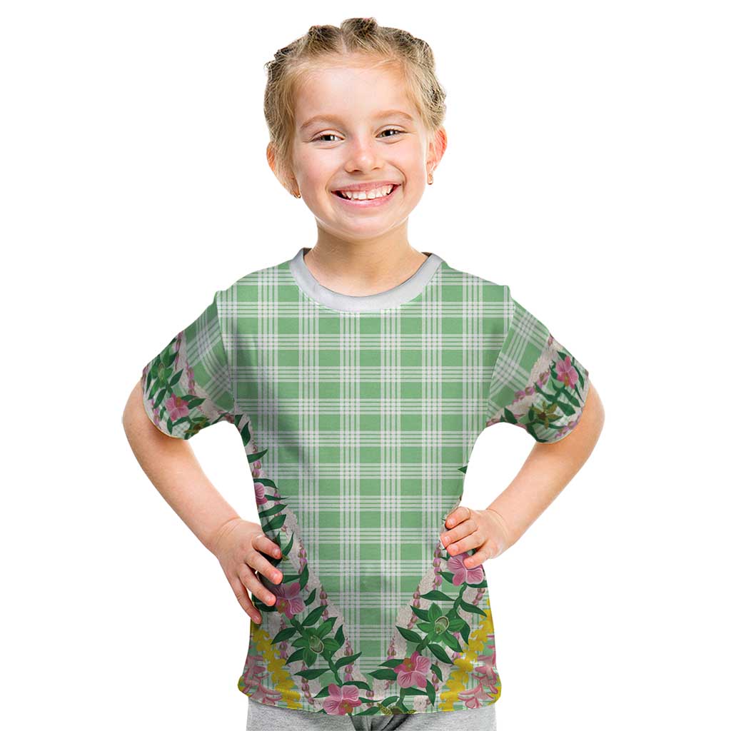 Hawaii Pikake Lokelani Plumeria Lei Kid T Shirt Green Palaka Motifs