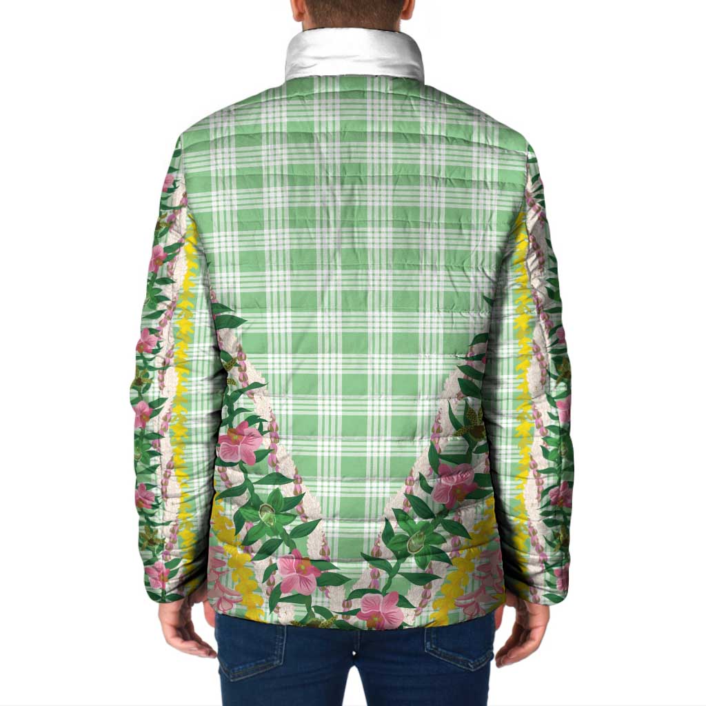 Hawaii Pikake Lokelani Plumeria Lei Padded Jacket Green Palaka Motifs