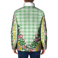 Hawaii Pikake Lokelani Plumeria Lei Padded Jacket Green Palaka Motifs