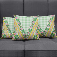 Hawaii Pikake Lokelani Plumeria Lei Pillow Cover Green Palaka Motifs
