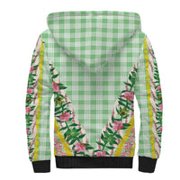 Hawaii Pikake Lokelani Plumeria Lei Sherpa Hoodie Green Palaka Motifs