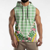 Hawaii Pikake Lokelani Plumeria Lei Sleeveless Hoodie Green Palaka Motifs