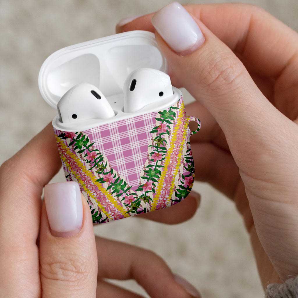 Hawaii Pikake Lokelani Plumeria Lei AirPods Case Pink Palaka Motifs