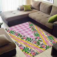 Hawaii Pikake Lokelani Plumeria Lei Area Rug Pink Palaka Motifs