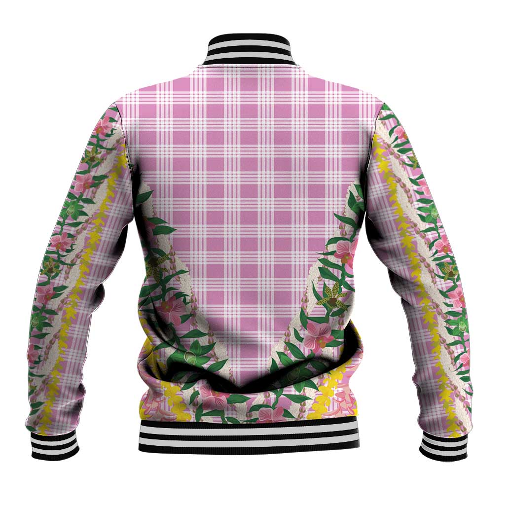 Hawaii Pikake Lokelani Plumeria Lei Baseball Jacket Pink Palaka Motifs