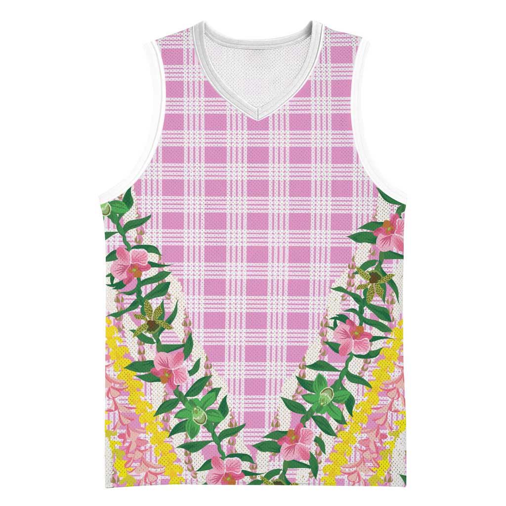 Hawaii Pikake Lokelani Plumeria Lei Basketball Jersey Pink Palaka Motifs