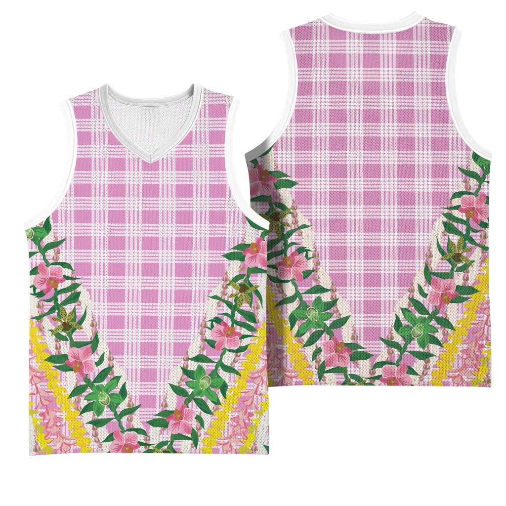 Hawaii Pikake Lokelani Plumeria Lei Basketball Jersey Pink Palaka Motifs