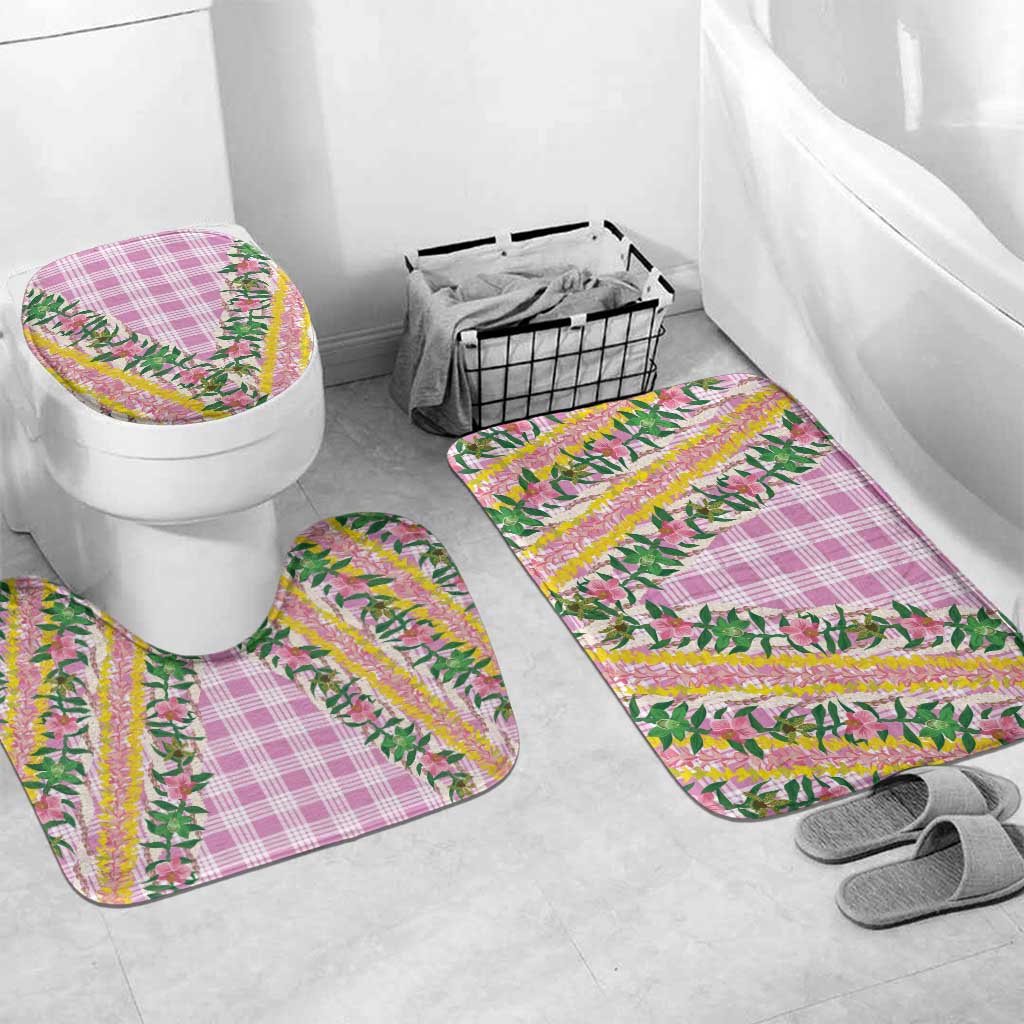 Hawaii Pikake Lokelani Plumeria Lei Bathroom Set Pink Palaka Motifs