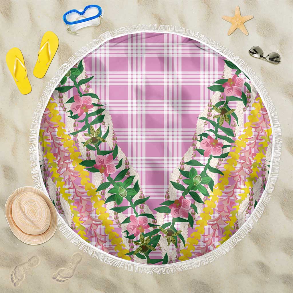 Hawaii Pikake Lokelani Plumeria Lei Beach Blanket Pink Palaka Motifs