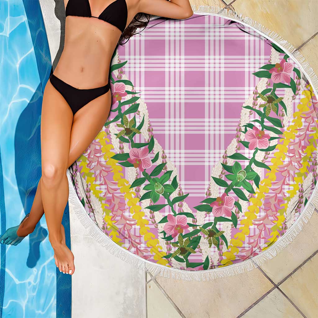 Hawaii Pikake Lokelani Plumeria Lei Beach Blanket Pink Palaka Motifs