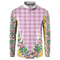 Hawaii Pikake Lokelani Plumeria Lei Button Sweatshirt Pink Palaka Motifs