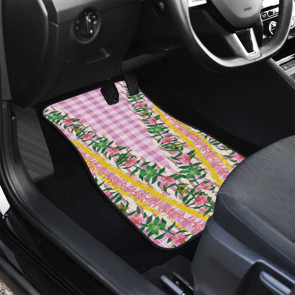 Hawaii Pikake Lokelani Plumeria Lei Car Mats Pink Palaka Motifs