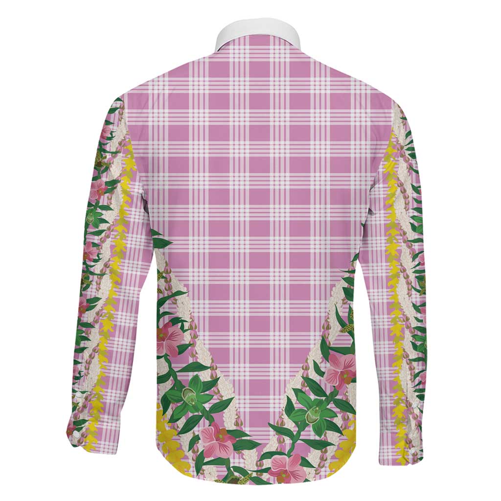 Hawaii Pikake Lokelani Plumeria Lei Family Matching Mermaid Dress and Hawaiian Shirt Pink Palaka Motifs LT05 - Polynesian Pride