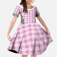 Hawaii Pikake Lokelani Plumeria Lei Family Matching Summer Maxi Dress and Hawaiian Shirt Pink Palaka Motifs LT05 Daughter's Dress Pink - Polynesian Pride