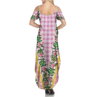 Hawaii Pikake Lokelani Plumeria Lei Family Matching Summer Maxi Dress and Hawaiian Shirt Pink Palaka Motifs LT05 - Polynesian Pride