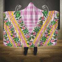 Hawaii Pikake Lokelani Plumeria Lei Hooded Blanket Pink Palaka Motifs