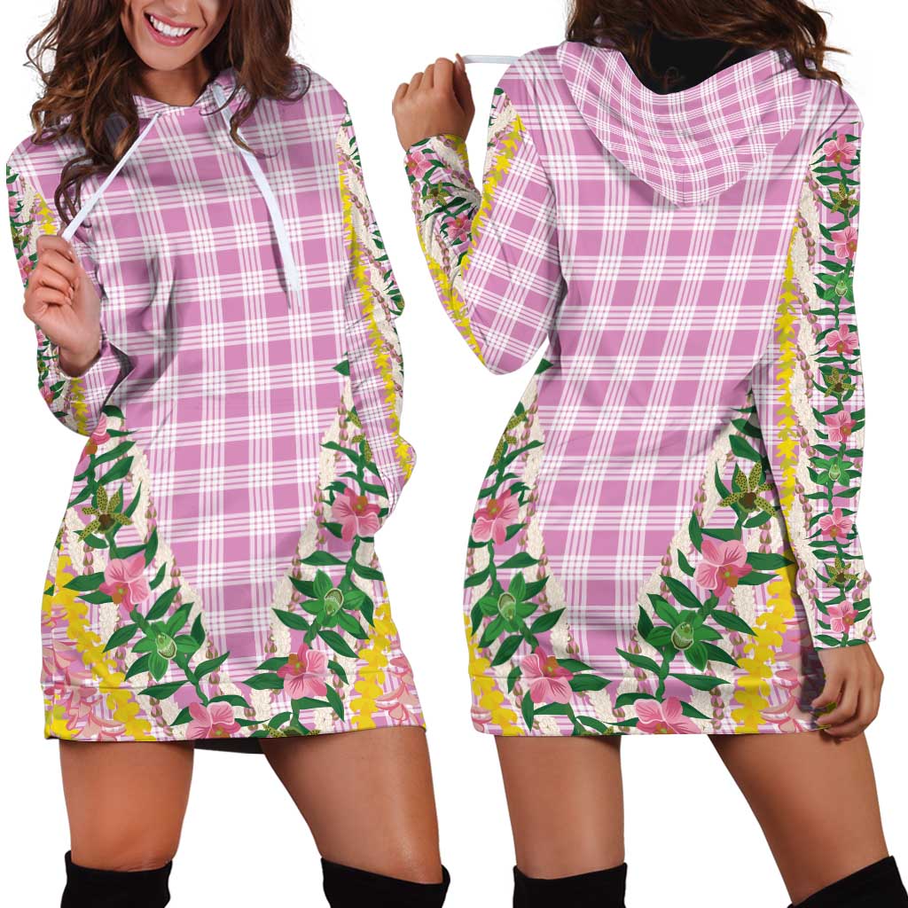 Hawaii Pikake Lokelani Plumeria Lei Hoodie Dress Pink Palaka Motifs LT05 - Polynesian Pride