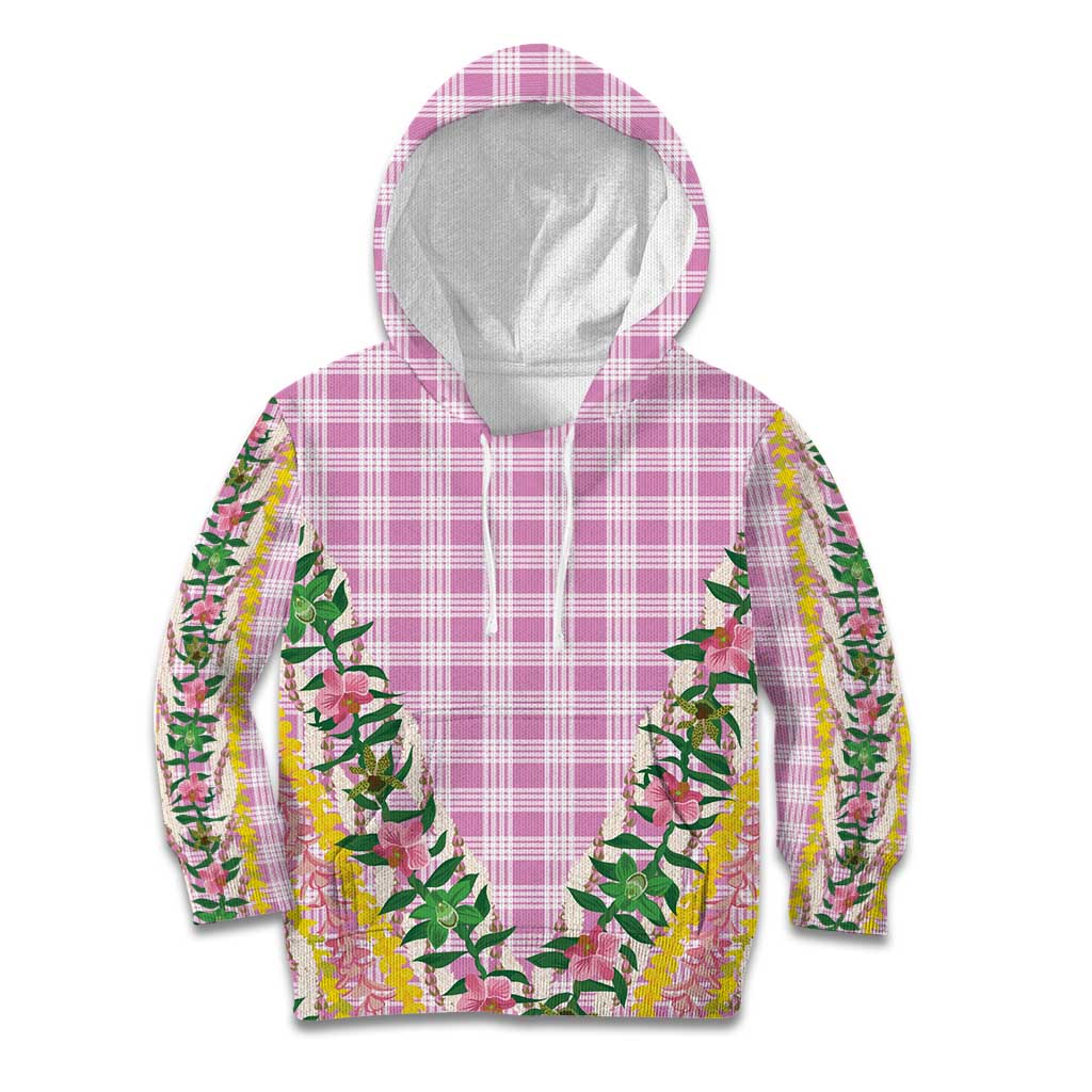 Hawaii Pikake Lokelani Plumeria Lei Kid Hoodie Pink Palaka Motifs