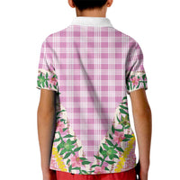 Hawaii Pikake Lokelani Plumeria Lei Kid Polo Shirt Pink Palaka Motifs LT05 - Polynesian Pride