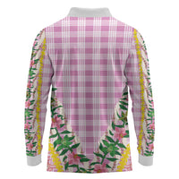 Hawaii Pikake Lokelani Plumeria Lei Long Sleeve Polo Shirt Pink Palaka Motifs