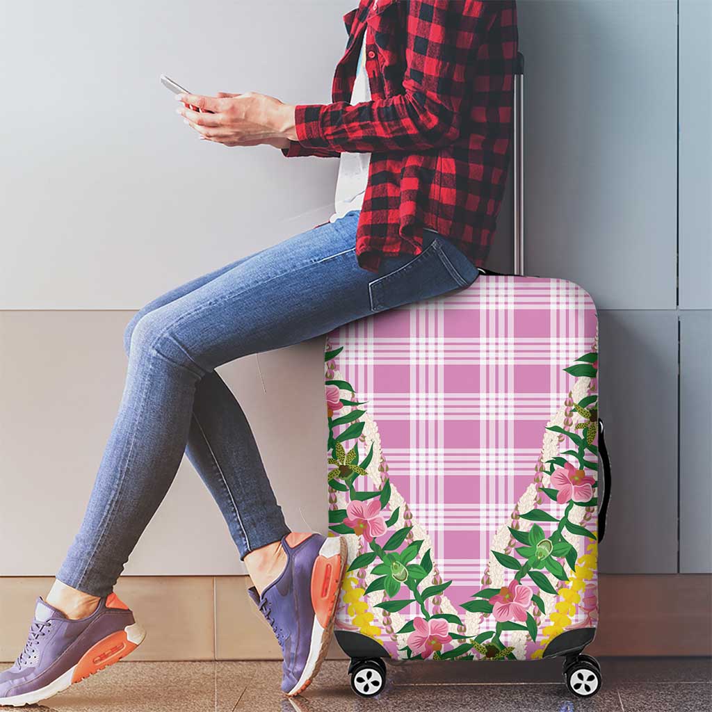 Hawaii Pikake Lokelani Plumeria Lei Luggage Cover Pink Palaka Motifs