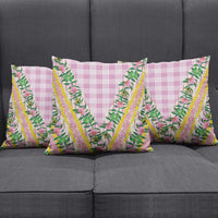 Hawaii Pikake Lokelani Plumeria Lei Pillow Cover Pink Palaka Motifs