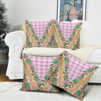 Hawaii Pikake Lokelani Plumeria Lei Pillow Cover Pink Palaka Motifs