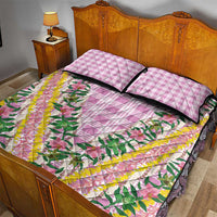 Hawaii Pikake Lokelani Plumeria Lei Quilt Bed Set Pink Palaka Motifs