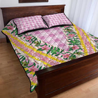 Hawaii Pikake Lokelani Plumeria Lei Quilt Bed Set Pink Palaka Motifs