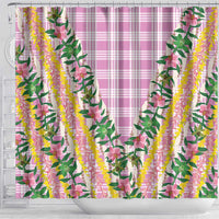 Hawaii Pikake Lokelani Plumeria Lei Shower Curtain Pink Palaka Motifs