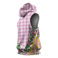 Hawaii Pikake Lokelani Plumeria Lei Sleeveless Hoodie Pink Palaka Motifs