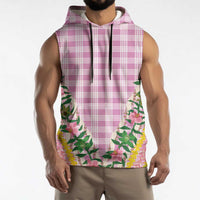 Hawaii Pikake Lokelani Plumeria Lei Sleeveless Hoodie Pink Palaka Motifs